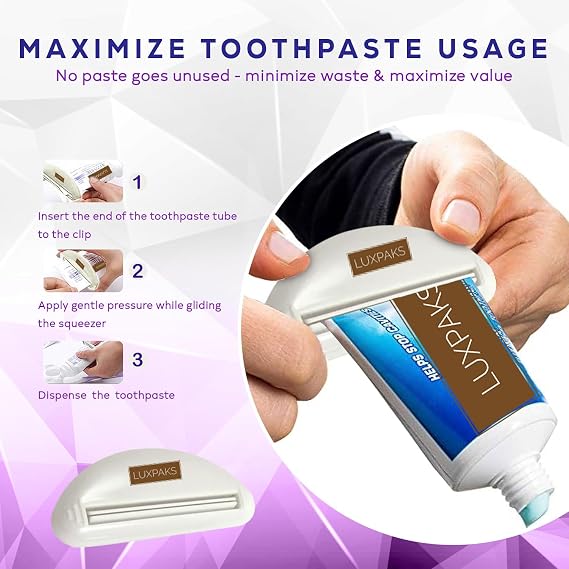 Dental Set: Crst 3D White Vibrant Peppermint 3-Pack + LUXPAKS Squeezer | Crst 3D White, Vibrant Peppermint, Whitening Toothpaste, 3-Pack, 4.6 oz, Fluoride, LUXPAKS Squeezer