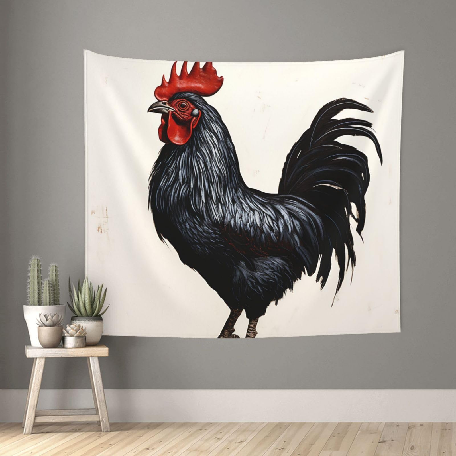 FodPand Black Rooster Tapestry for Bedroom Aesthetic, Wall Hanging Tapestries Art Decor Backdrop Wall Tapestry for Dorm Living Room Funny Poster Party Banner Background 51" X 60"