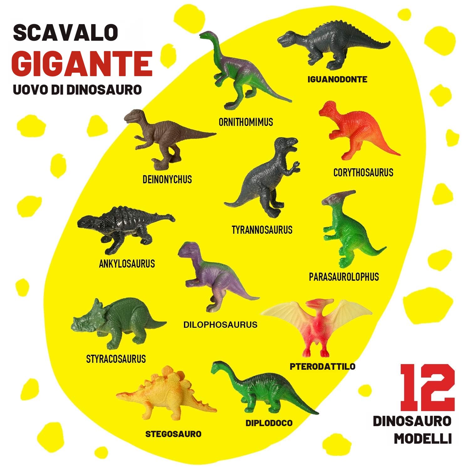 Uova Dinosauro Kit di Scavo Uova di Dinosauro 12 figura di dinosauro STEM Giocattoli per 5 6 7 8 9 10 Anni