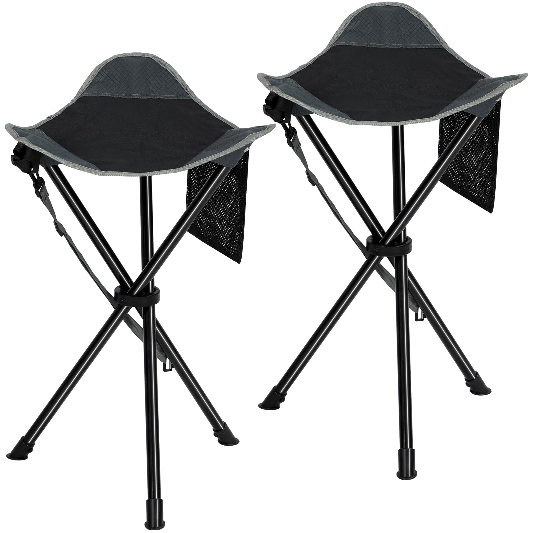 REDCAMP 22.4-inch Tall Tripod Stool Folding, 2 Pack Lightweight Tripod Chairs Portable for Backpacking Hiking Hunting Fishing (Black-2 Pack) — image 1