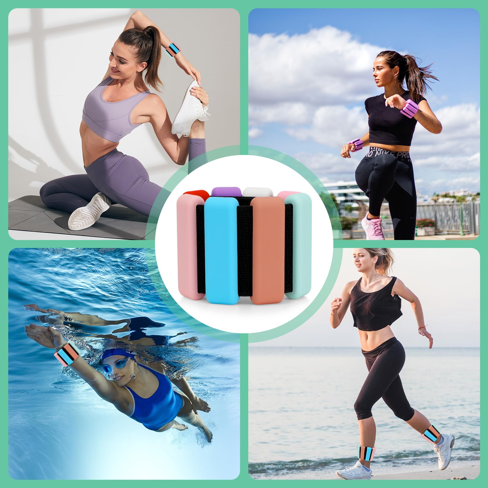Poids Cheville 2 PièCes (0.5kg Chacune) Poids Poignet RéGlables Pilates Accessoires Pilates Bracelet Leste Cheville Pour Femmes Hommes Enfants Exercice Marche Jogging Yoga AéRobic Remise Forme