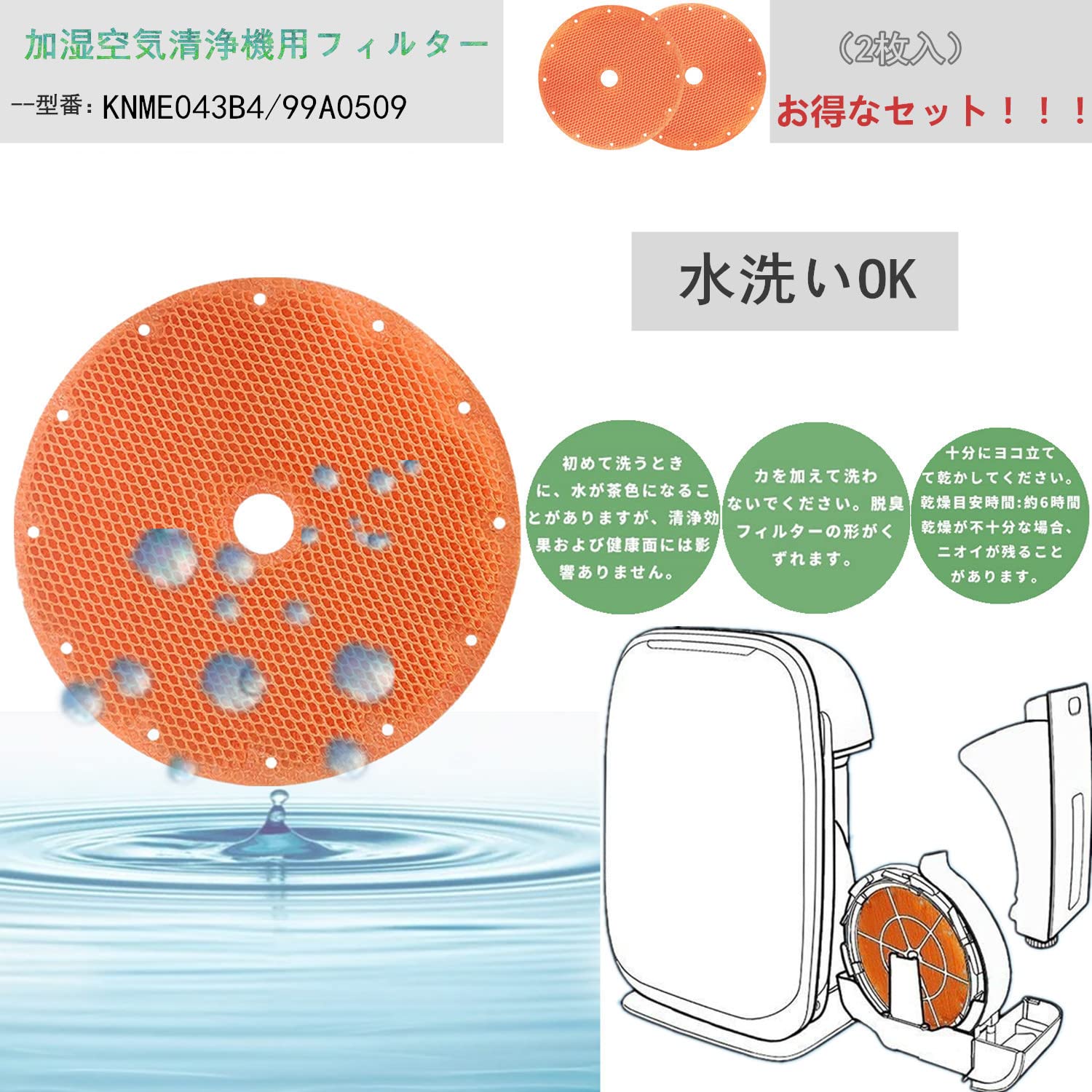 Amazon.co.jp: KNME043B4 99A0509 加湿フィルター 2枚入 (旧