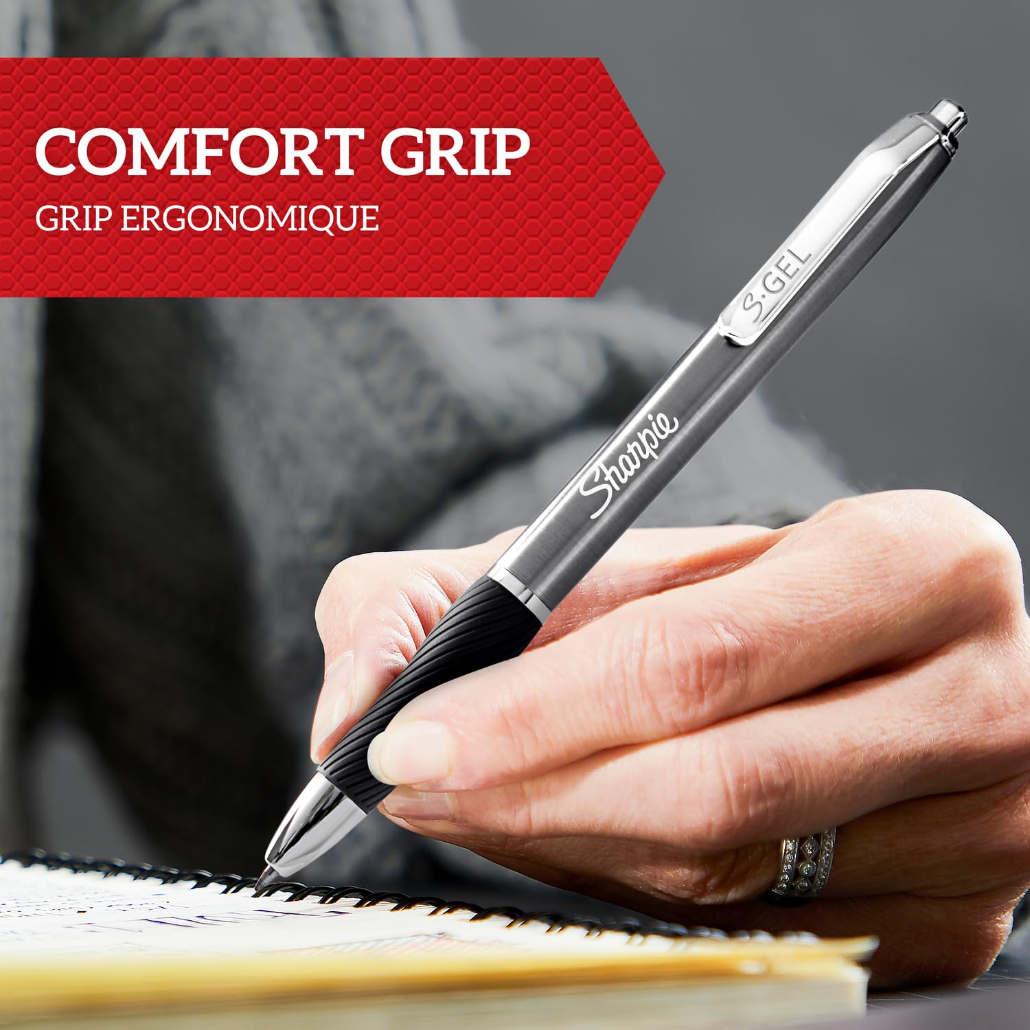 Sharpie S-Gel Pens | Medium Point 0.7mm | Black Ink | Pack of 10 | Metal Barrel Retractable Gel Pens | Steel Gunmetal Grey - Image 4