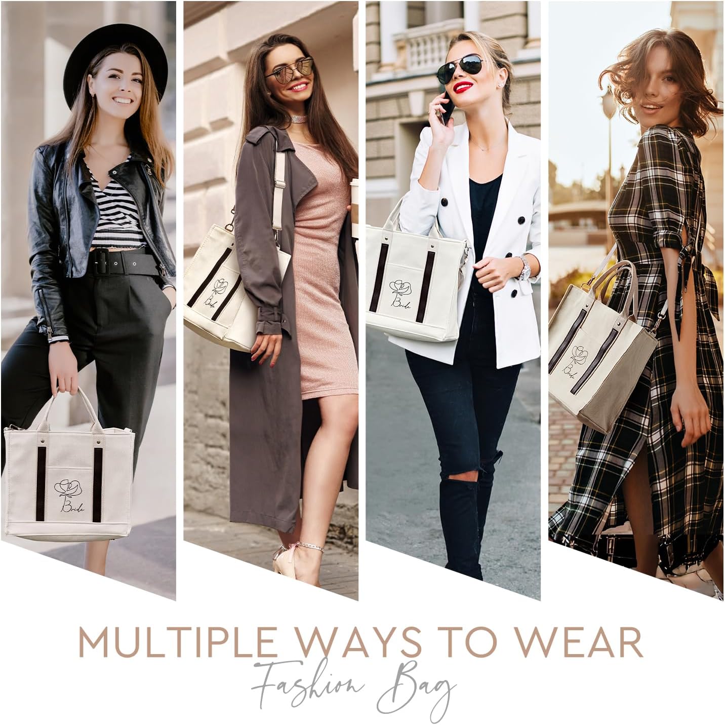 AW BRIDAL Monogram Canvas Tote Bag for Chrismas, Bridal Shower, Retirement, Birthday Gifts for Women Mom Wife Sister Friends - Image 2