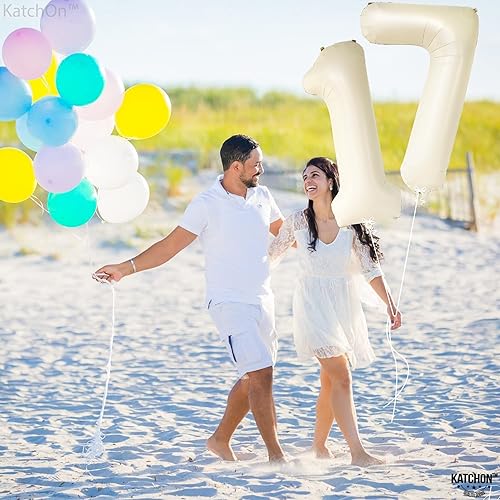 Miniatura 7 de KatchOn, Gaint - Globo blanco crema del número 17, 40 pulgadas, decoración de globos de cumpleaños 17, decoraciones de cumpleaños 17 para fiesta,