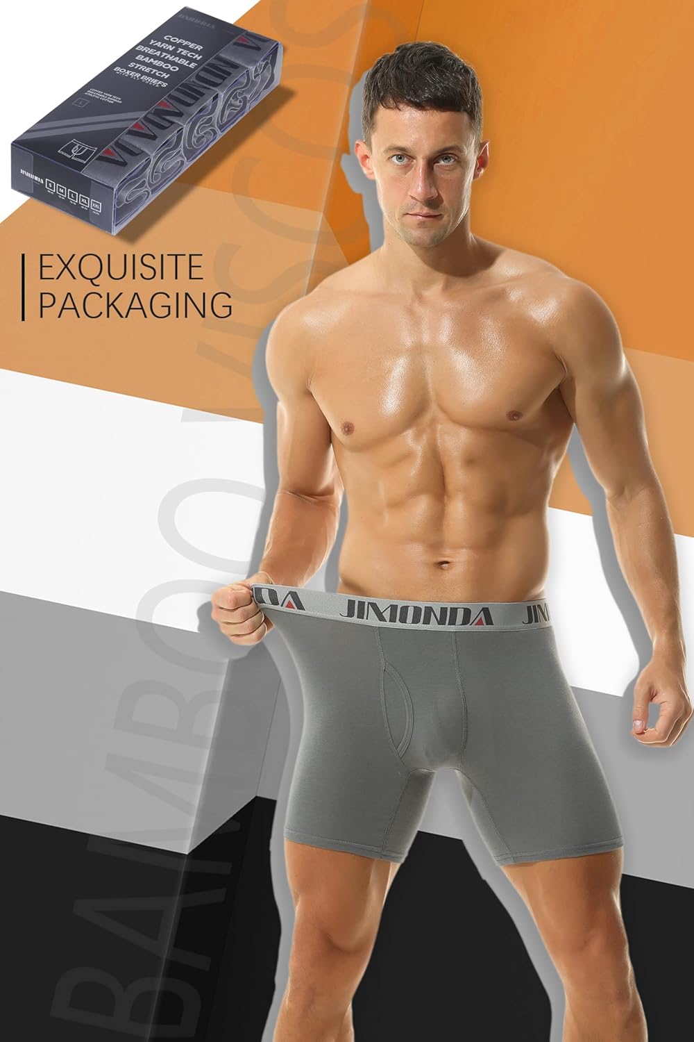 Jimonda Soft Underwear Pack Mens Breathable Bamboo Rayon & Copper Fibre Boxer Briefs Fly Front with Pouch - Image 2