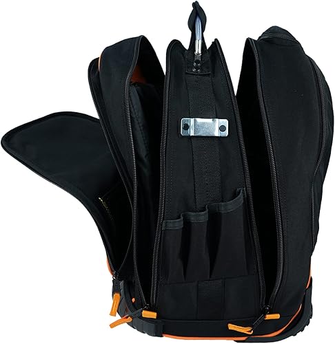 Miniatura 6 de Mochila para herramientas automotrices con ruedas, organizador de mochila de herramientas profesional resistente con 37 bolsillos e interior grande,