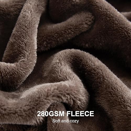 Vista 22 de Hansleep Manta de vellón tamaño individual, color verde azulado, suave y acogedora manta de franela mullida para cama, sofá, viajes, campamento