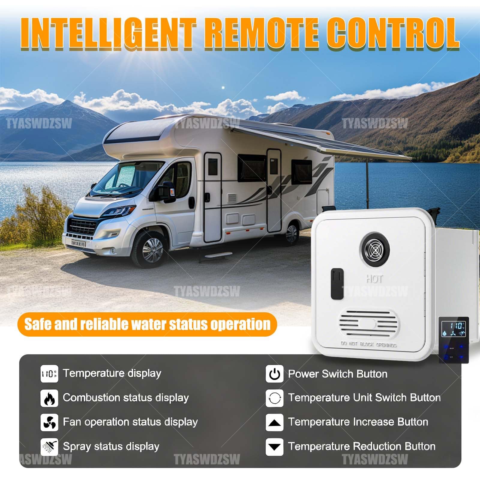 Calentador De Agua Para RV De Gran Altitud, 55,000 BTU, Calentador De Agua Instantáneo A Propano, DC 12V Con Fácil Instalación, Gas Propano, Instantáneo Certificado CSA Para Camping Y RV(Black)