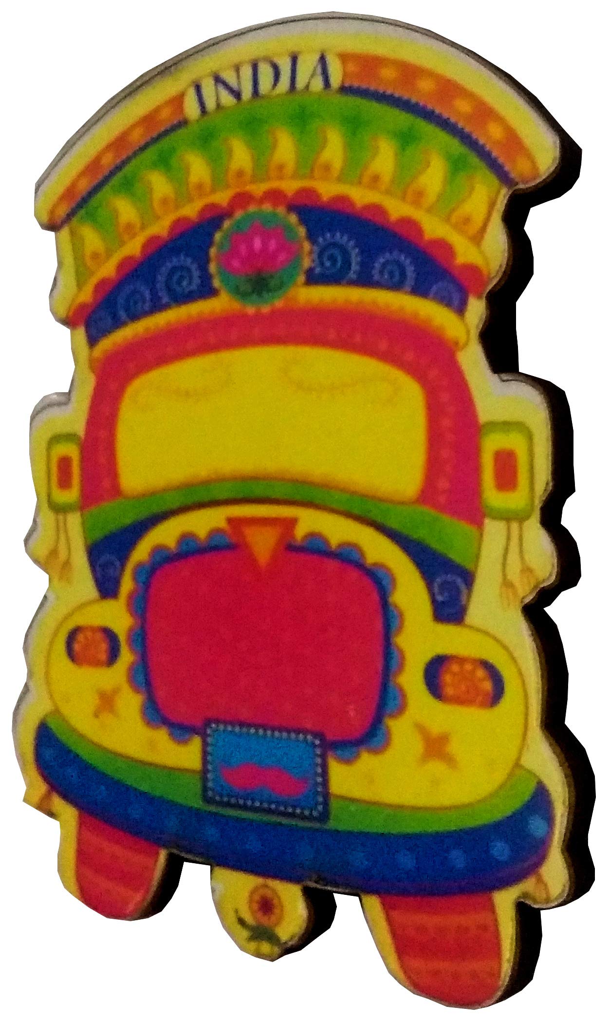 Purpledip Wooden Fridge Magnet: Colorful Truck, King of Indian Roads (11956), Multi Color, Small - Image 4