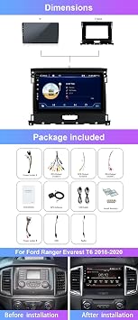 9inch IPS 2G+64G Android 16 Car Stereo For Ford Ranger Everest T6 2016-2020 - Wireless CarPlay/Android Auto - 2 Din - DAB Steering Wheel 4G BT RDS WiFi Camera