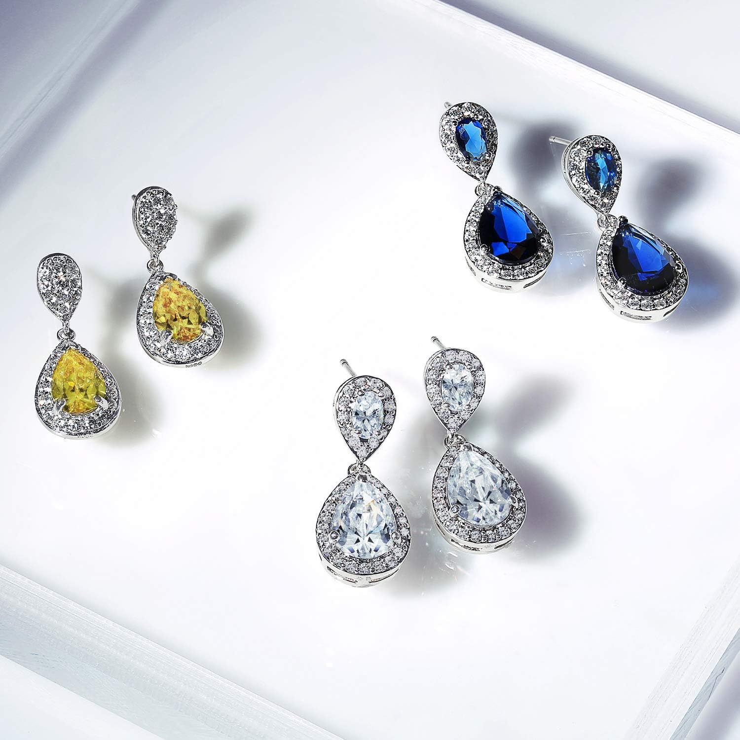 Classic Bridal Simple Cubic Zirconia Teardrop AAA CZ Dangle Drop Earrings For Women Prom 14K Gold Plated .925 Sterling Silver 6 12MM - Image 7