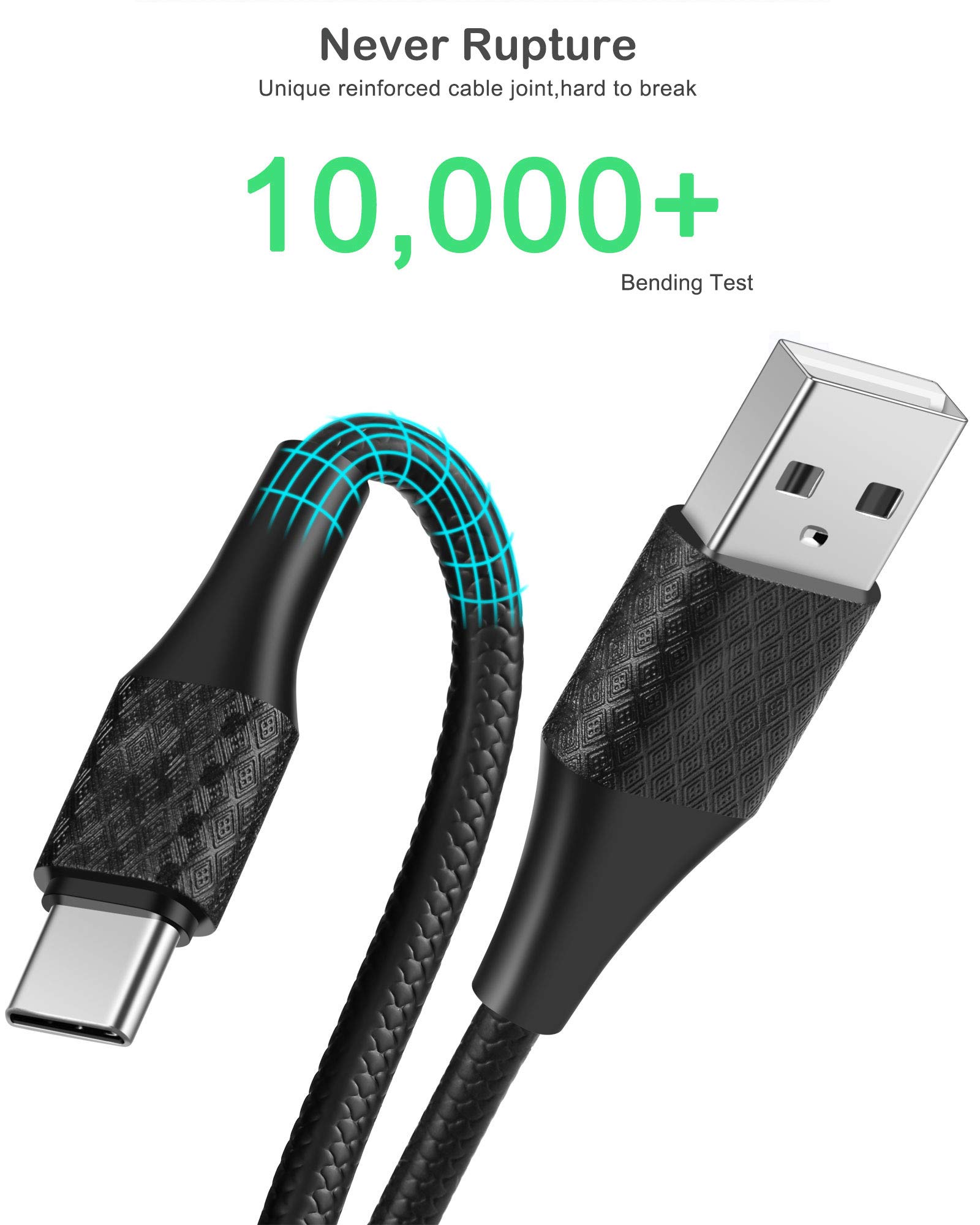 Cable Cargador Rápido USB Tipo C Para Coche - Compatible Con Smartphones Modernos, Color Negro