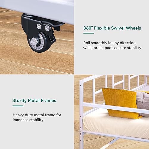 Miniatura 4 de YITAHOME Sofá cama con nido, cama individual de altura ajustable con nido extraíble, sofá cama con soporte de listones de acero para sala de estar y