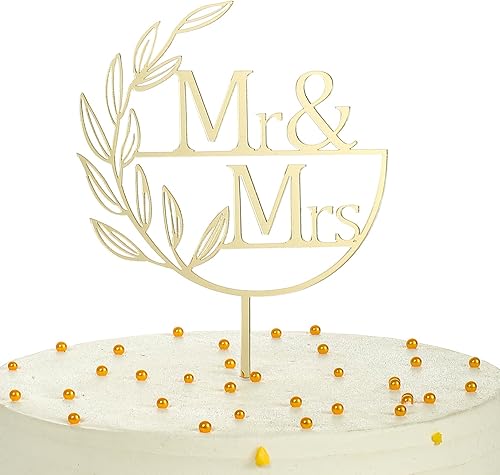 Miniatura 1 de Decoración para tartas de Mr and Mrs para boda, acrílico dorado espejado, decoración para tartas de novia y novio, boda, despedida de soltera,