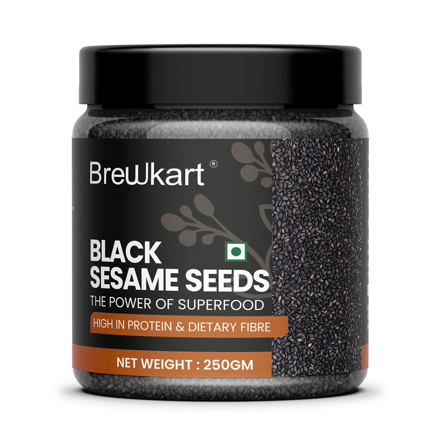 Brewkart Black Sesame Seeds 250g | High in Protein & Dietary Fibre | Nutrient-Rich Superfood for Cooking & Baking (B0DFM1XWRK) Amazon Price History, Amazon Price Tracker