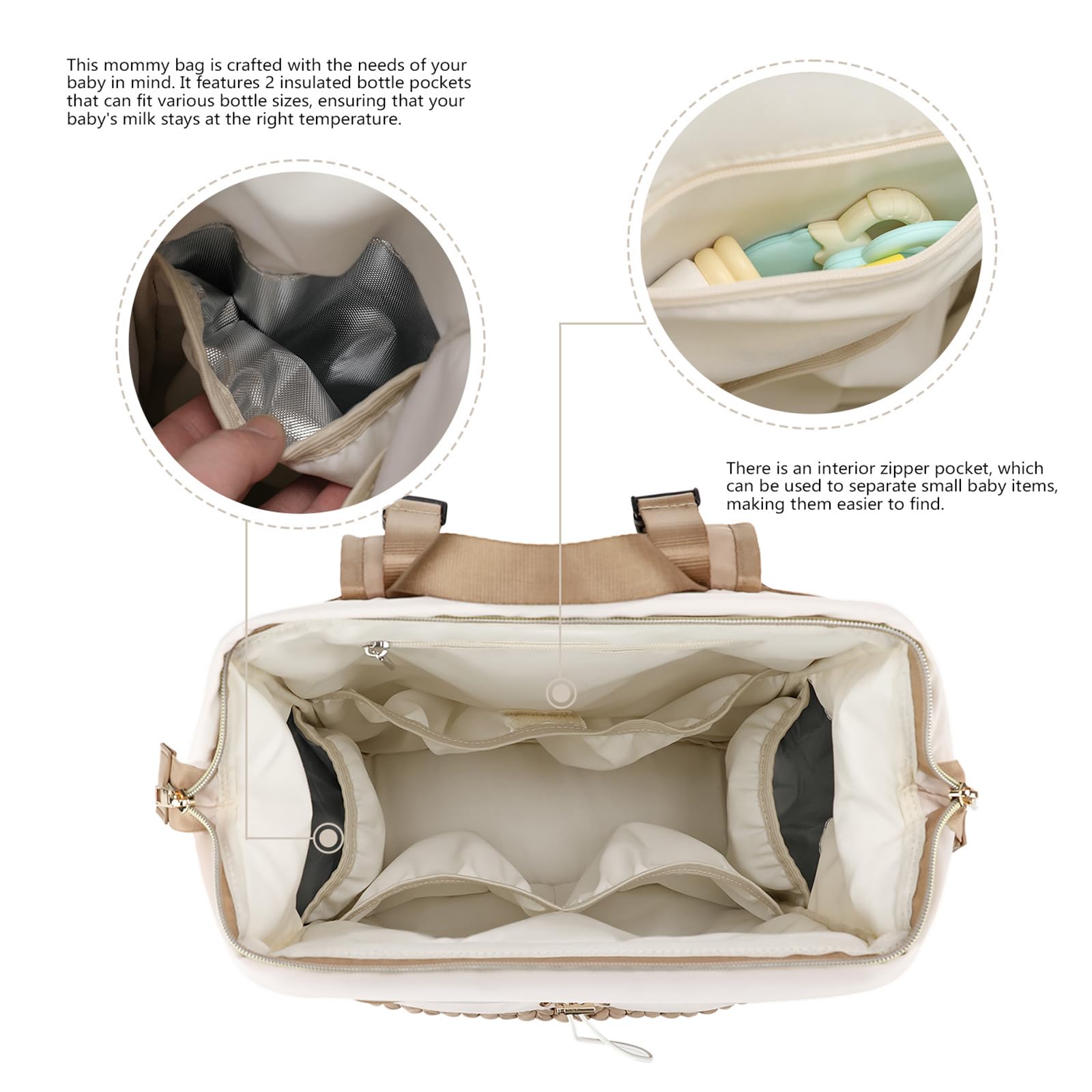 Mochila acolchada para mamá y papá, bolsa de pañales compacta y ligera con múltiples bolsillos para viajes, compras y crianza de los hijos, Marrón 2 unidades, M, moda