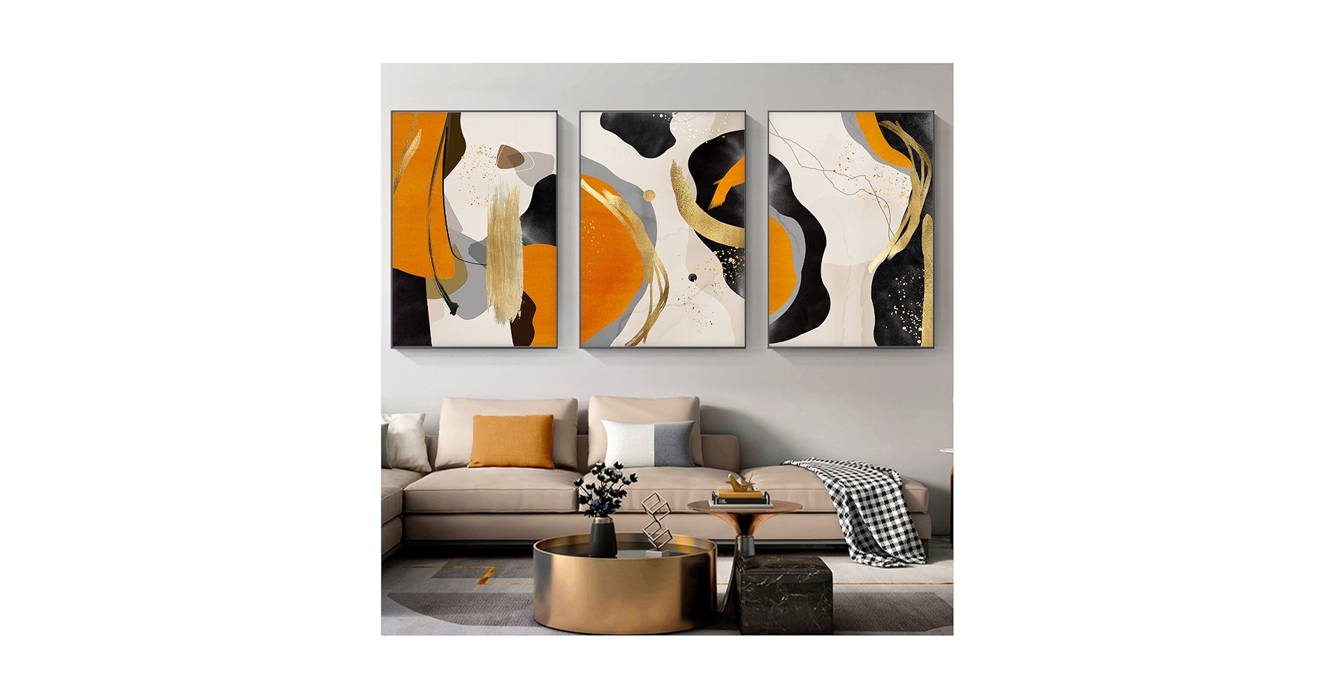 Amazon.com: JCSMHVLA Orange Geometric Wall Art Modern
