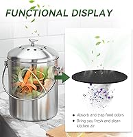 Vista 2 de Filtro de contenedor de compost, filtros de carbón de 6.7 pulgadas para cubeta de abono de cocina, filtro de compostaje para encimera del hogar