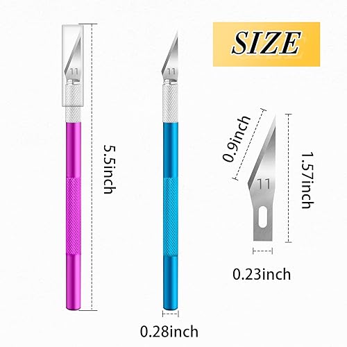 Vista 6 de JTIEO Paquete de 74 cuchillos de hobby Exacto con 4 cuchillos afilados actualizados y 70 cuchillas de repuesto para manualidades, álbumes