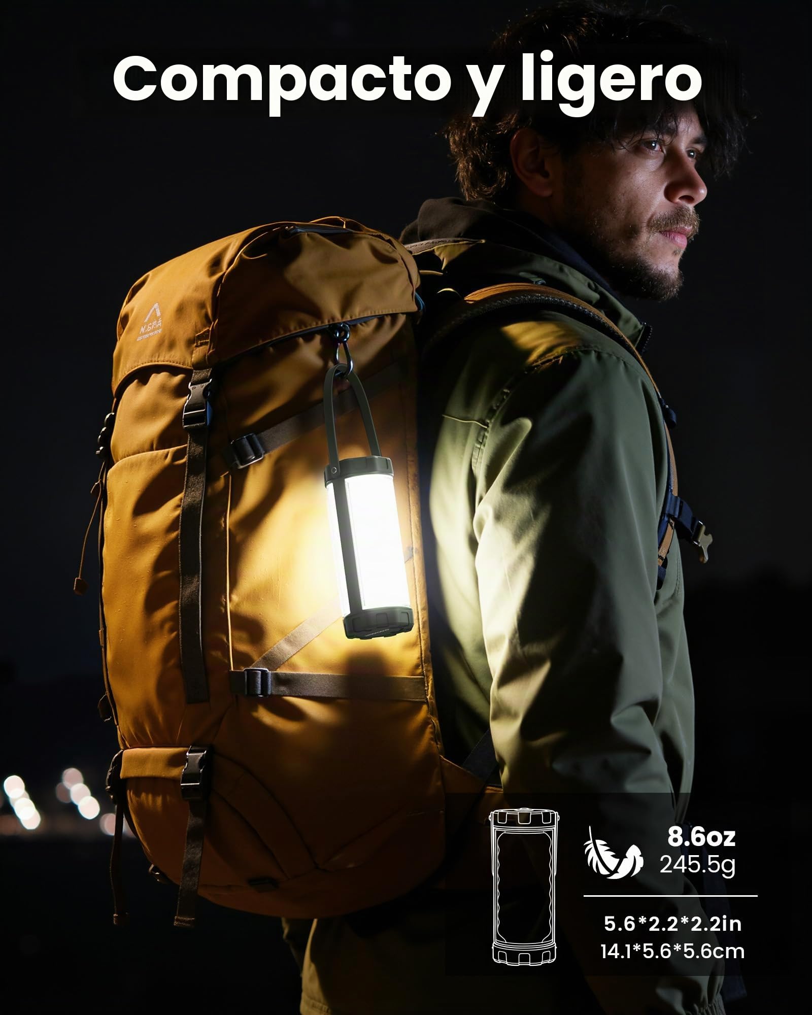 Glocusent Lámpara Camping LED 1200LM 5000mAh 120h IP68 Impermeable Recargable