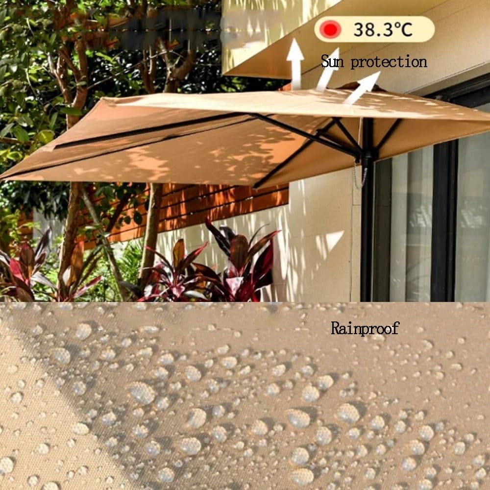 Replacement Canopy for 6.5' & 8' Patio Umbrellas - Rectangular Outdoor Parasol Top Cover, 5 Ribs, Durable Cloth, Ideal for Market & Garden Use