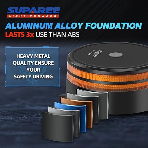 Miniatura 7 de SUPAREE Luces estroboscópicas LED para camiones, luces estroboscópicas inalámbricas ámbar con control remoto, luz de baliza magnética de luz