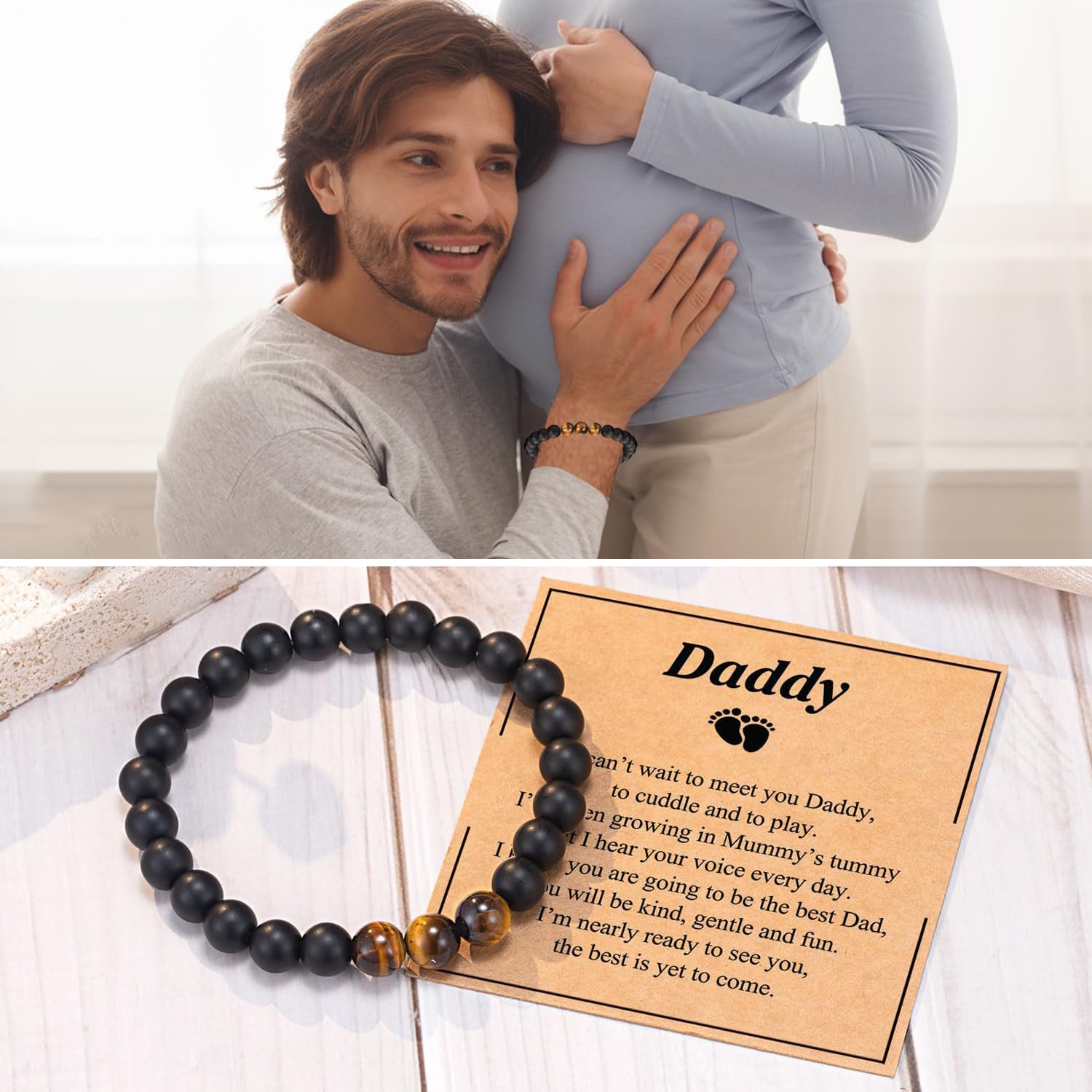 Surprise Pregnancy Announcement For Husband, Pregnancy Reveal Kit Includes Pregnancy Test Box Hello Daddy Baby Bodysuit Pregnancy Reveal Card Daddy Bracelet Decision Coin And Wooden Announcement Signs, Hello Daddy Pregnancy Announcement For Dad - Image 7