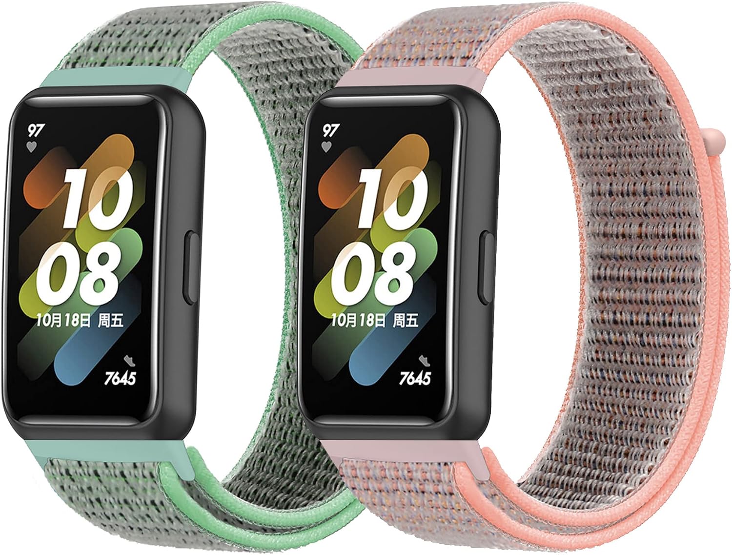 2 sztuki bransoletek do Huawei Band 7, nylonowe paski kompatybilne z Huawei Band 7, nylonowe, regulowane, zapięcie na rzepy, bransoletka sportowa, miękka, kompatybilna z Huawei Band 7