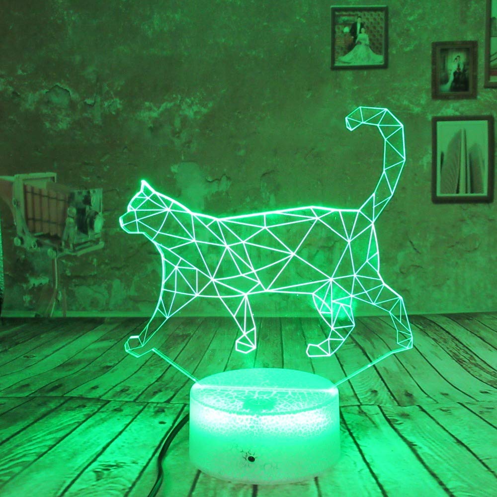 Amazon.co.jp : 猫の動物 ナイトライト アクリル 3D イリュージョン  