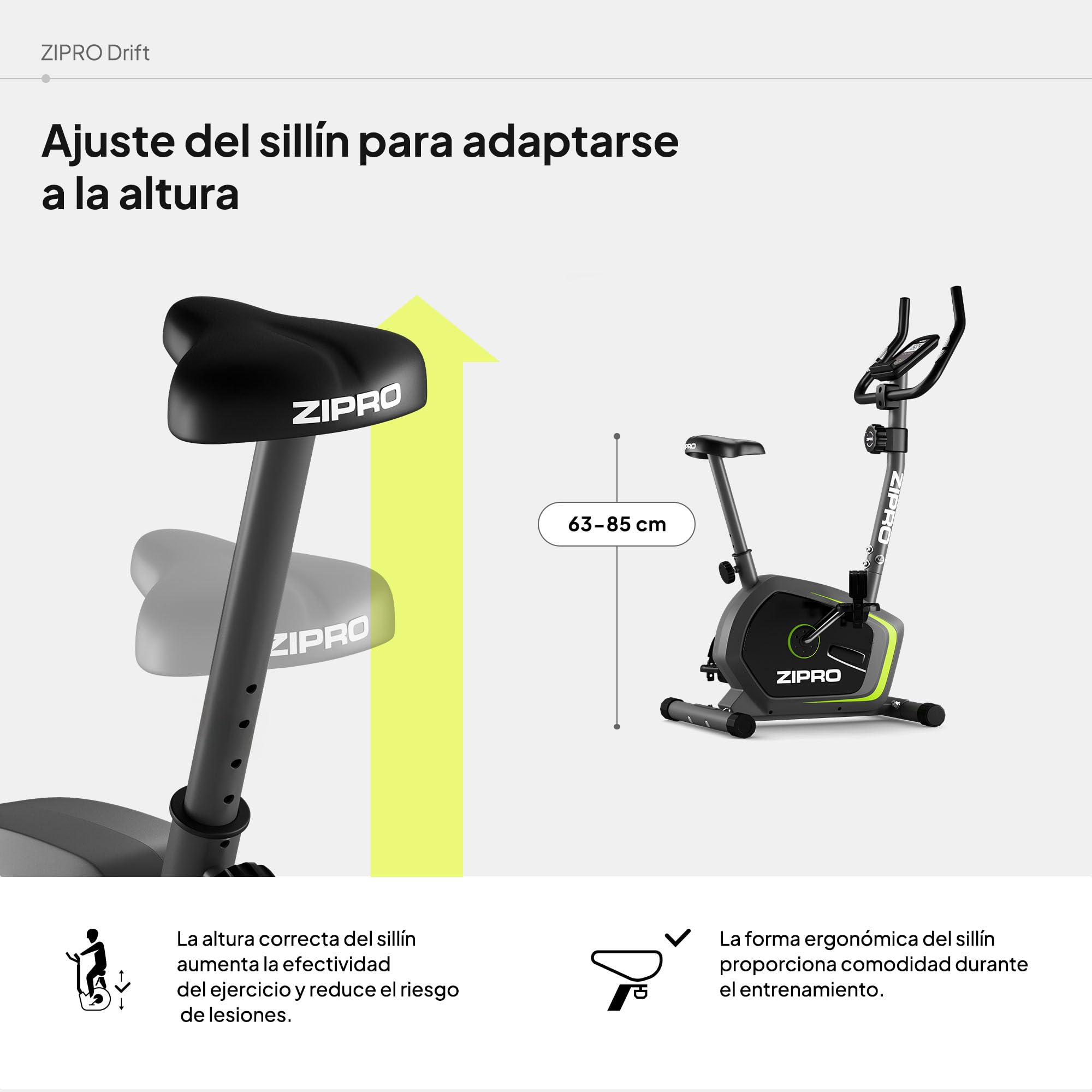 Zipro Bicicleta de entrenamiento en casa Drift, Bicicletas estáticas, magnética, Bicicleta ergométrica 120kg, de interior