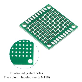 PATIKIL 1.2 x 1.2 PCB Board Circuit, 24 Pcs Single Sided Prototype Perfboard Solder Boards for DIY Soldering and Electronic Project Circuit Boards Solderable Breadboard, Green