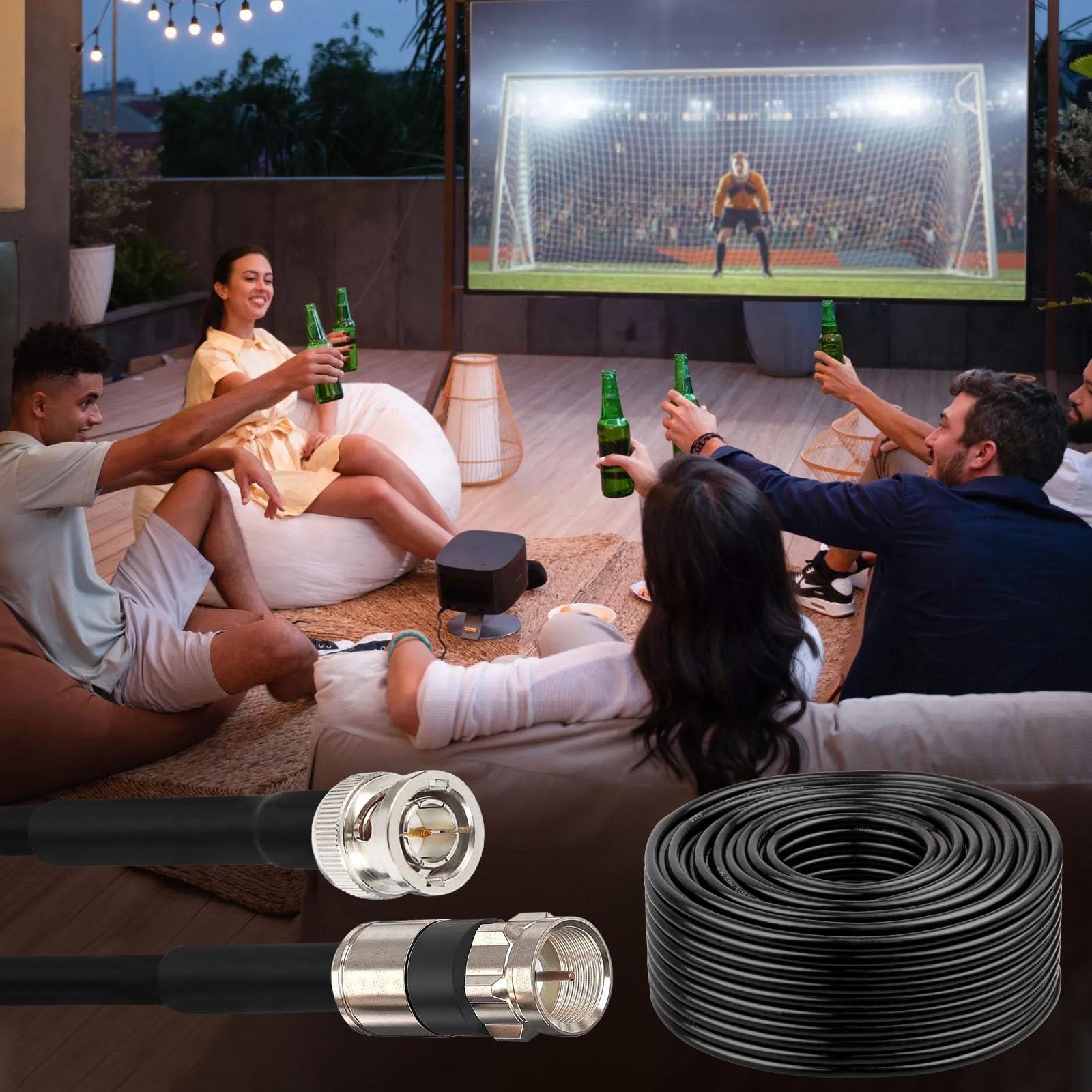 MOOOKEERF - Cavo coassiale RG6, 30,5 m, 18 AWG, 75 Ohm, RG6, cavo a doppia schermatura con conduttore in rame puro per trasmissione, satellitare e applicazioni cellulari, nero