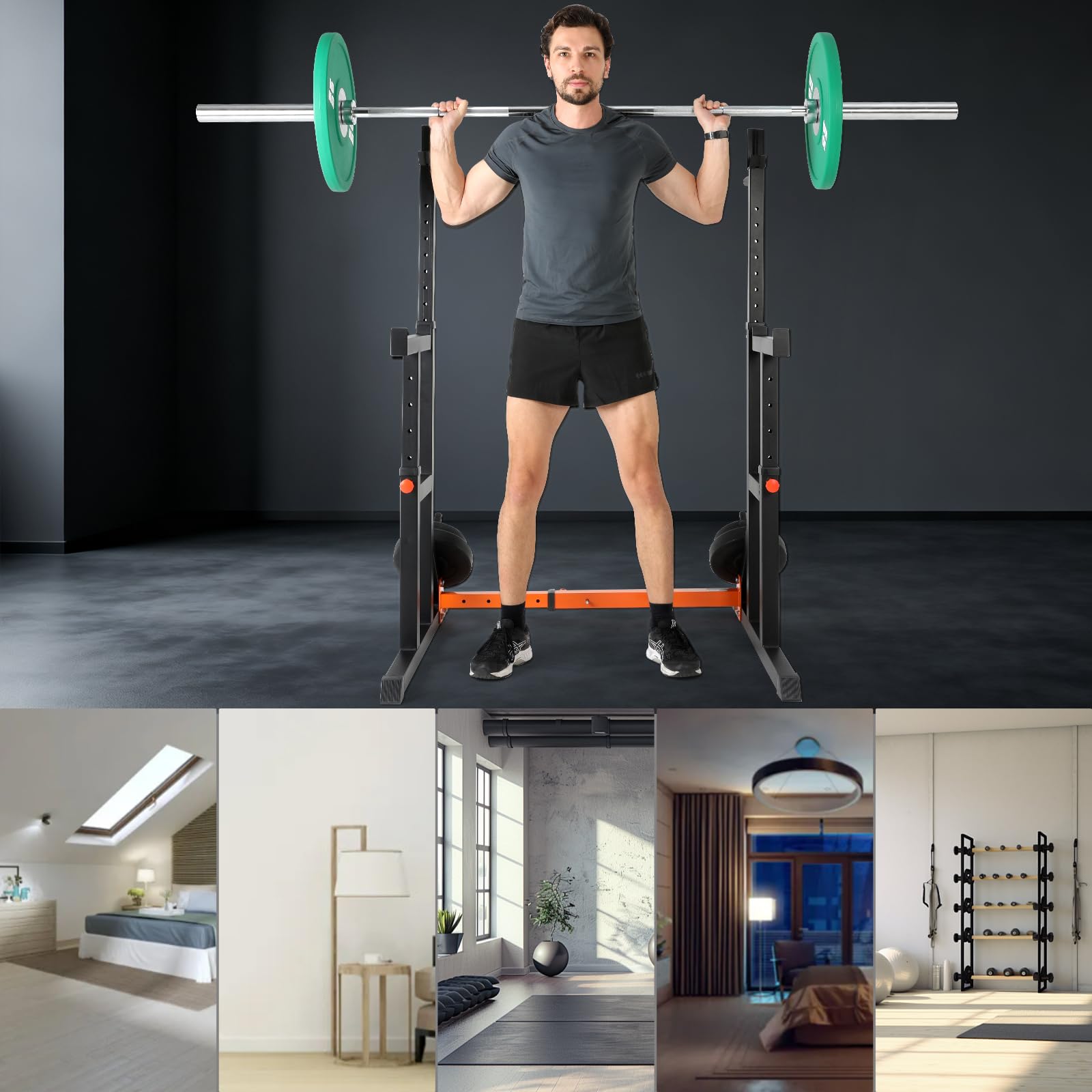ISE Rack Palestra Multifunzione Supporto Bilanciere per Casa, Squat Rack Porta Bilanciere con Altezza Regolabile per Panca