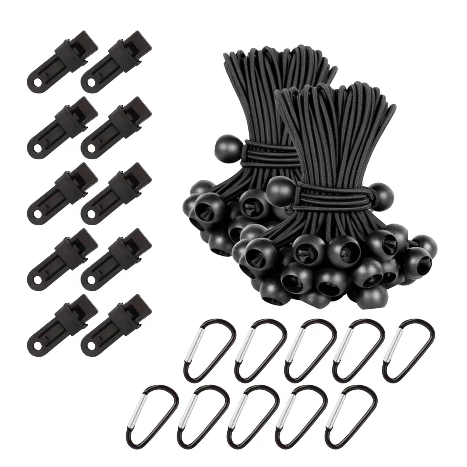 20 Universal Elastic Ball Ties Set, UV Resistant Tarp Bungee Cord with Balls