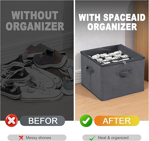 Miniatura 5 de Mayniu Organizador de almacenamiento de zapatos para 16 pares, organizador grande de zapatos con asas reforzadas, organizador de caja de zapatos