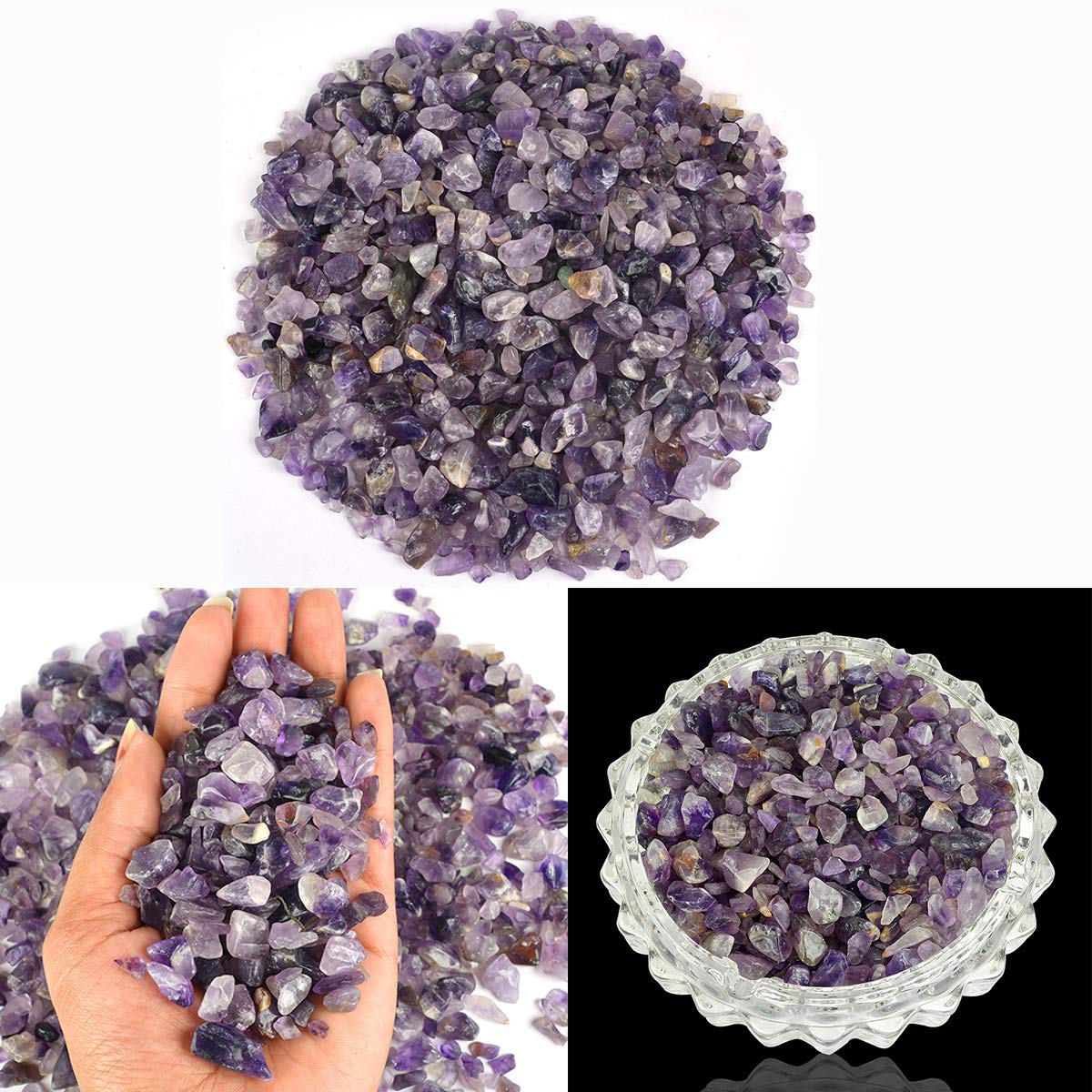 Reiki Crystal Products Natural Crystal Stone Stone Chips Dust Raw Rough Stone, Standard, Purple, Pack of 50