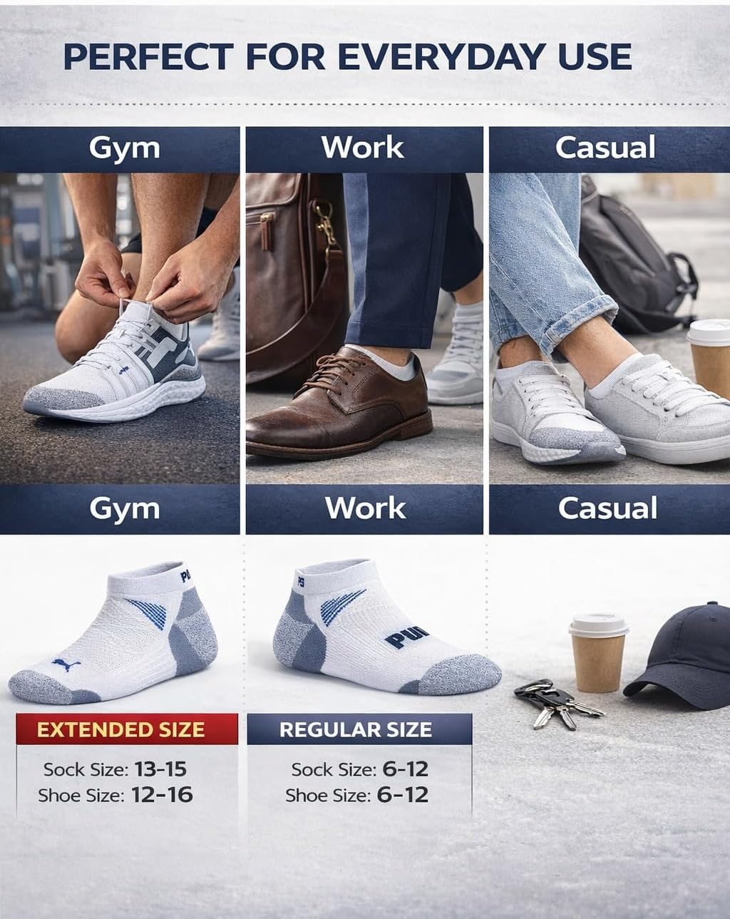 PUMA mens Low Cut Socks (8-pack)