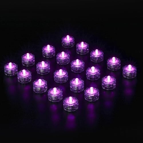 Miniatura 3 de Wellgium Luces LED sumergibles, impermeables, para bodas, velas de té LED subacuáticas, para centros de mesa, fiesta, Navidad, juego de 24, color