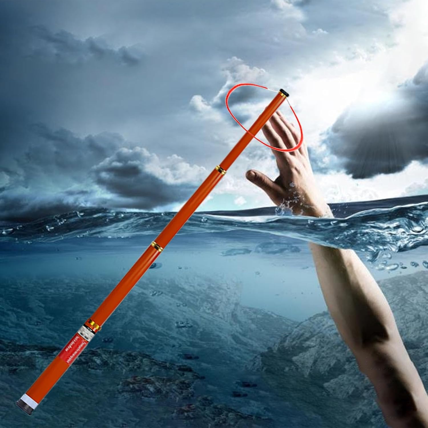 14 18 21 32 Feet Pool Safety Hook with Luminous & Reflective, Marine Salvage Rods for Day/Night, Life-Saving Equipment for Drowning Swimmers (Size : 5.5m(18ft/216.5inch))