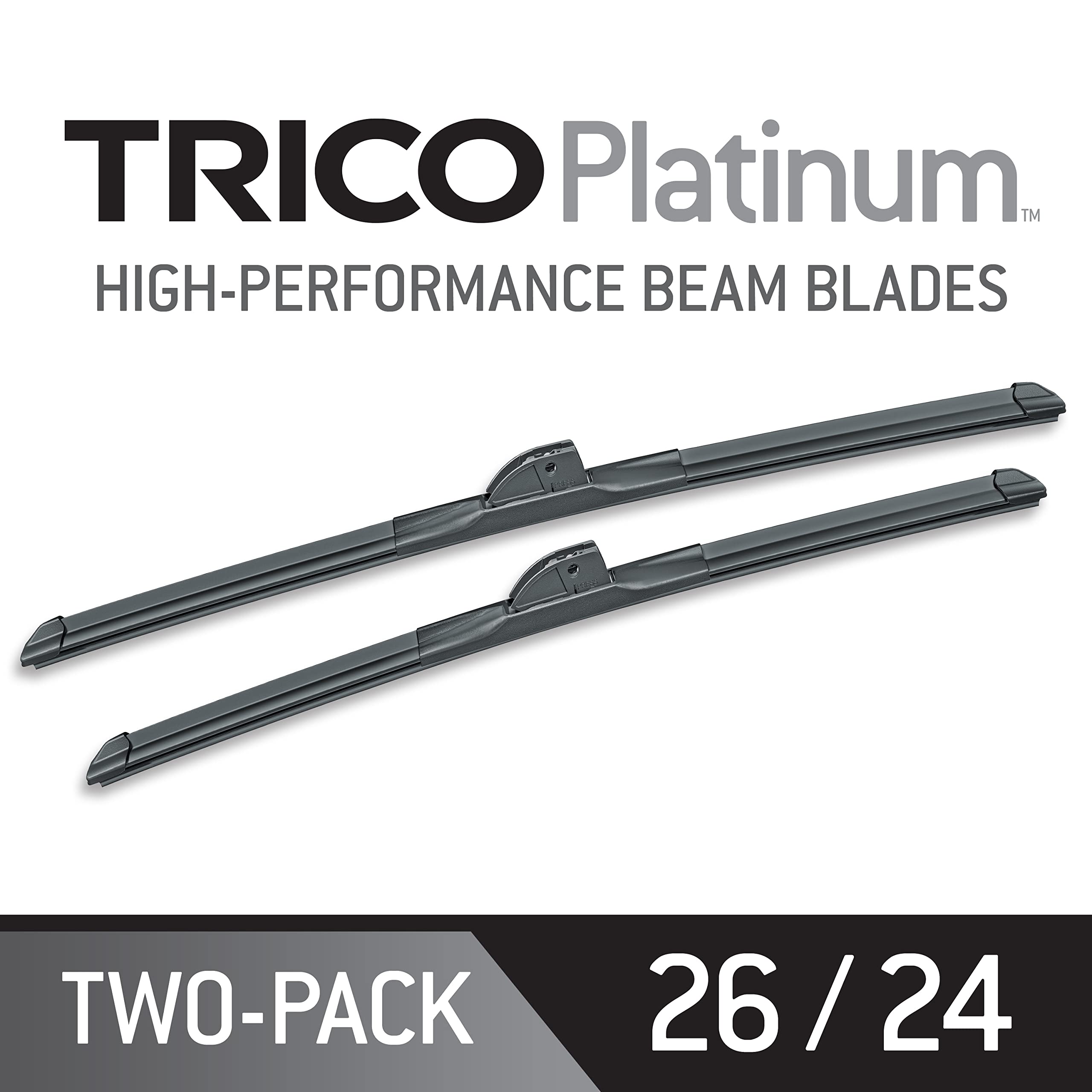 TRICO Platinum® 26 Inch & 24 inch pack of 2 High Performance Automotive Replacement Windshield Wiper Blades For My Car (25-2624), Easy DIY Install & Superior Road Visibility
