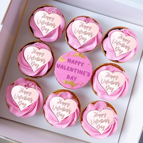 Miniatura 6 de URROMA Decoración para cupcakes de feliz día de San Valentín, 20 piezas de oro rosa con temática de amor dulce para el día de San Valentín para baby
