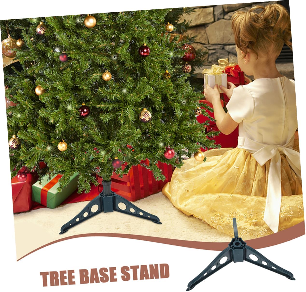 Alipis 4pcs Green Xmas Tree Stand Set Support for Artificial Christmas Trees Easy to Assemble Base for Holiday Decor and Stability