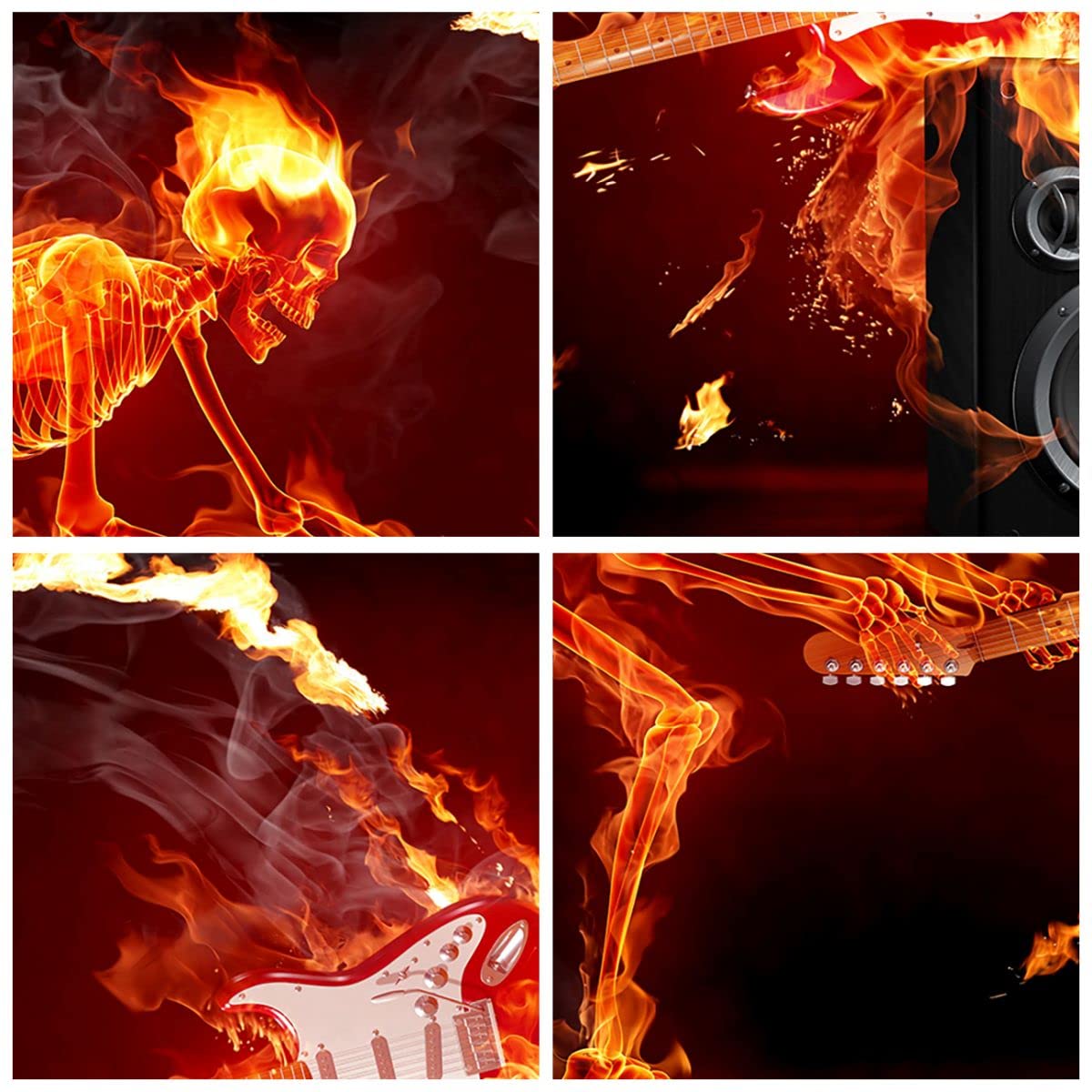 Impression sur Verre 140x50cm Tableaux Image Photo Instrument flammes