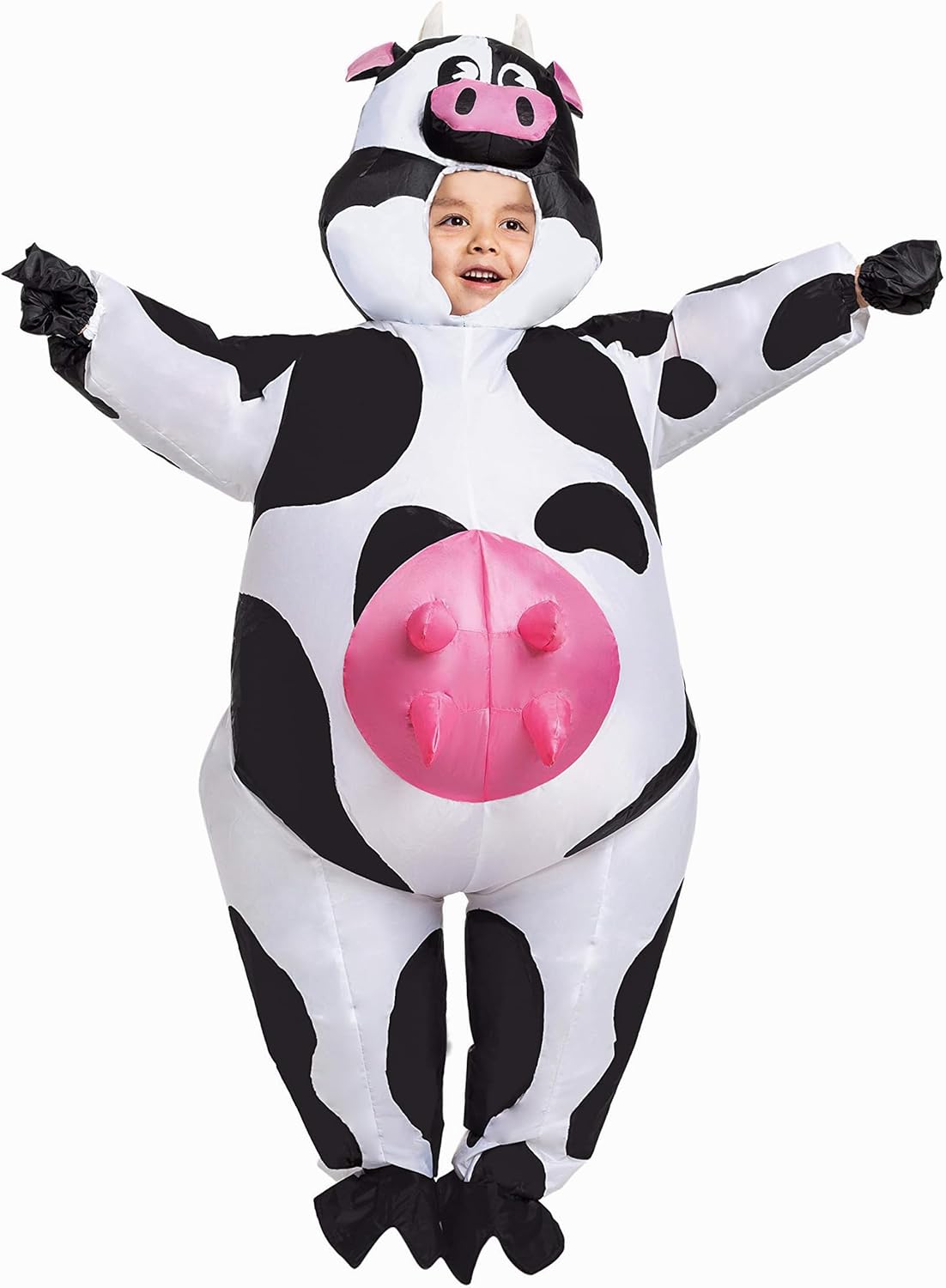 Spooktacular Creations Kids Inflatable Costume, Full Body Inflatable Cow Suit, Air Blow Up Cow Halloween Costume Deluxe Farm Animal Outfit for Halloween Dress Up Parties