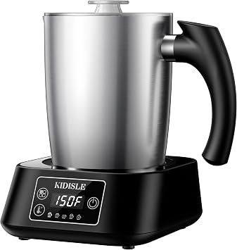 KIDISLE 5-in-1 Milk Frother and Steamer, 17oz Detachable Stainless Steel Jug, 4 Adjustable Temperatures 130F-160F, Hot & Cold Foam Maker, Hot Chocolate Maker, Dishwasher Safe