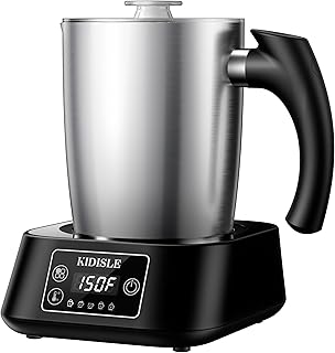 5-in-1 Milk Frother and Steamer, 17oz Detachable Frother with Adjustable Temperature, Hot Chocolate Maker, Stainless Steel Milk Steamer, Hot & Cold Foam Maker, Dishwasher Safe