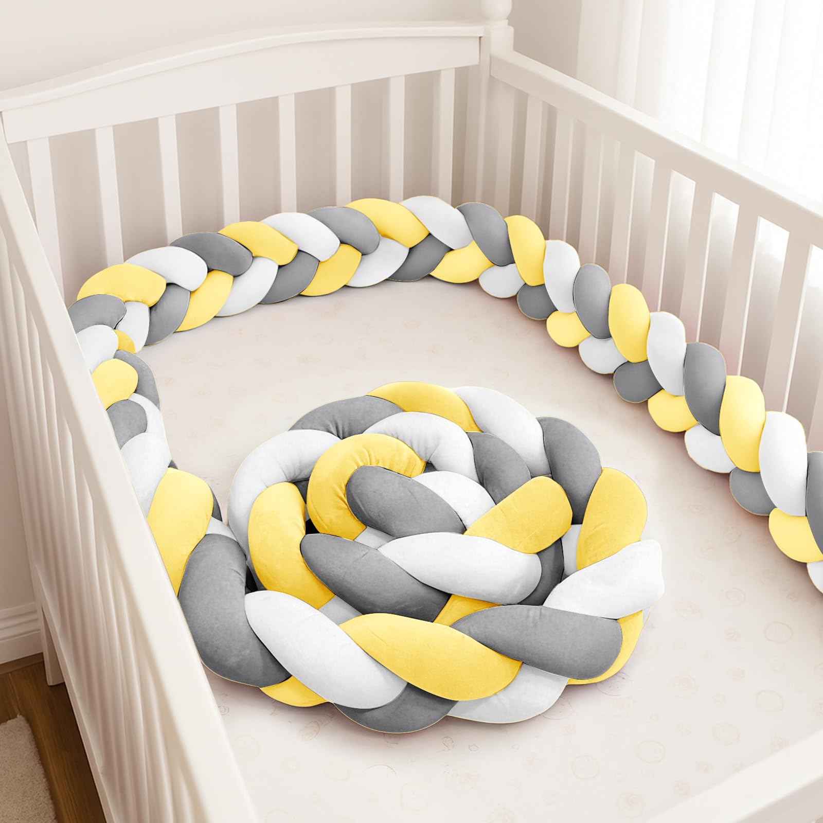 Aocase Langlebiges Stabiles Stillkissen mit Rundumschutz -Teppich und dekoratives Plüschkissen für Babybett,G09,400cm