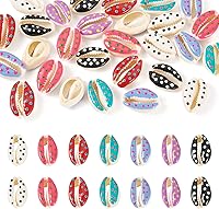 Vista 9 de Cheriswelry 50 cuentas de concha en espiral natural blanca, conchas marinas, cuentas espaciadoras de playa, dijes de conchas de cauri, cuentas