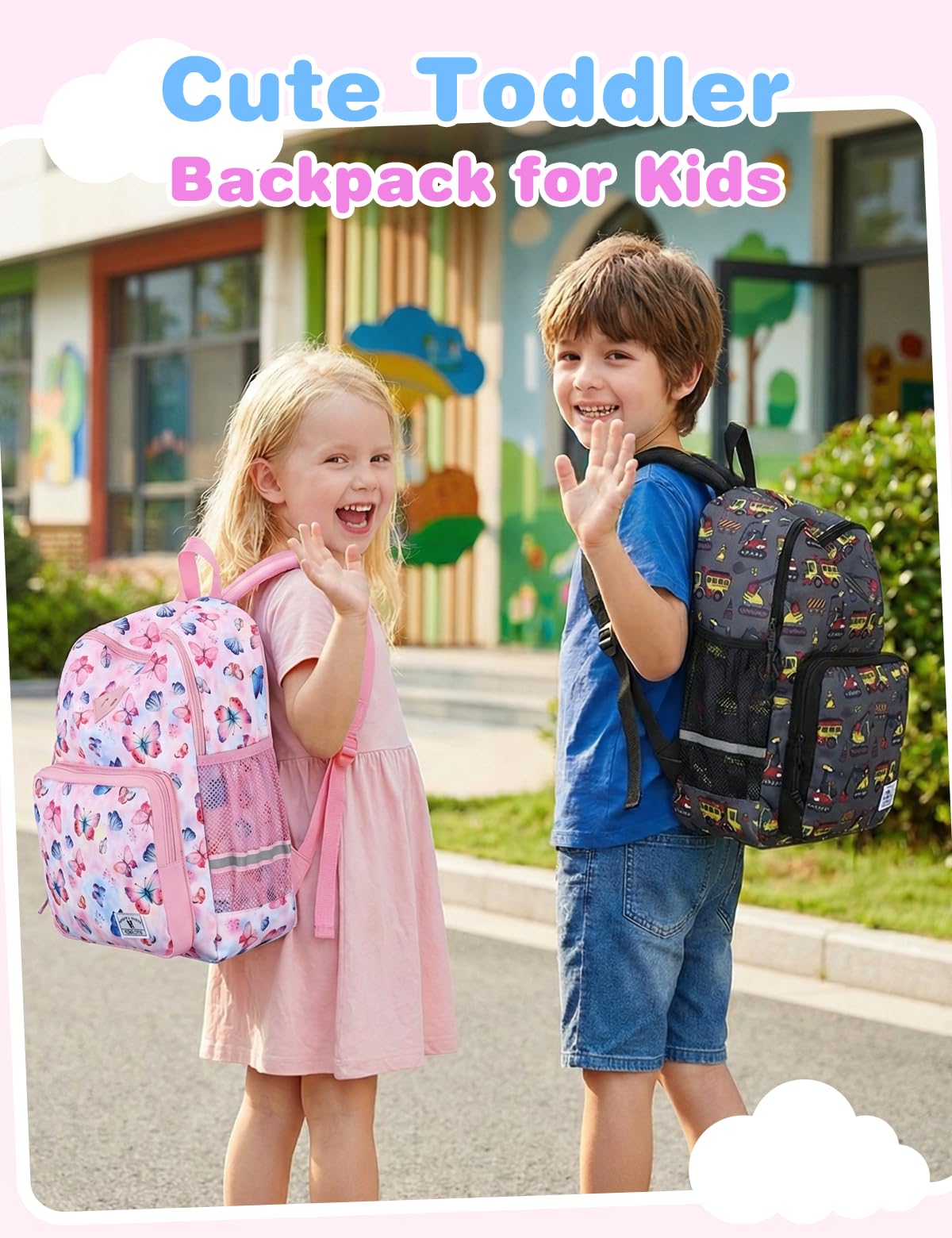 VX VONXURY Zaino per Bambini, Zaino Scolastico Leggero Zaino Prescolare Borsa per Libri Resistente All'acqua con Cinturino Pettorale per Ragazzi e Ragazze